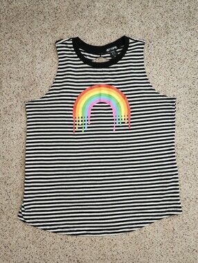 Hot Topic Rainbow And Striped Tank Top